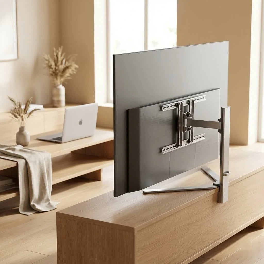75-inch TV mounted on a wall with a sleek, low-profile mount