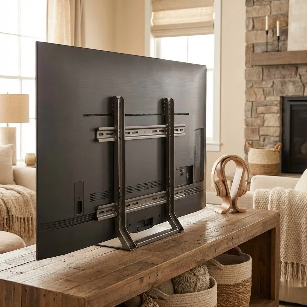 TV swivel wall mount installed in a modern living room