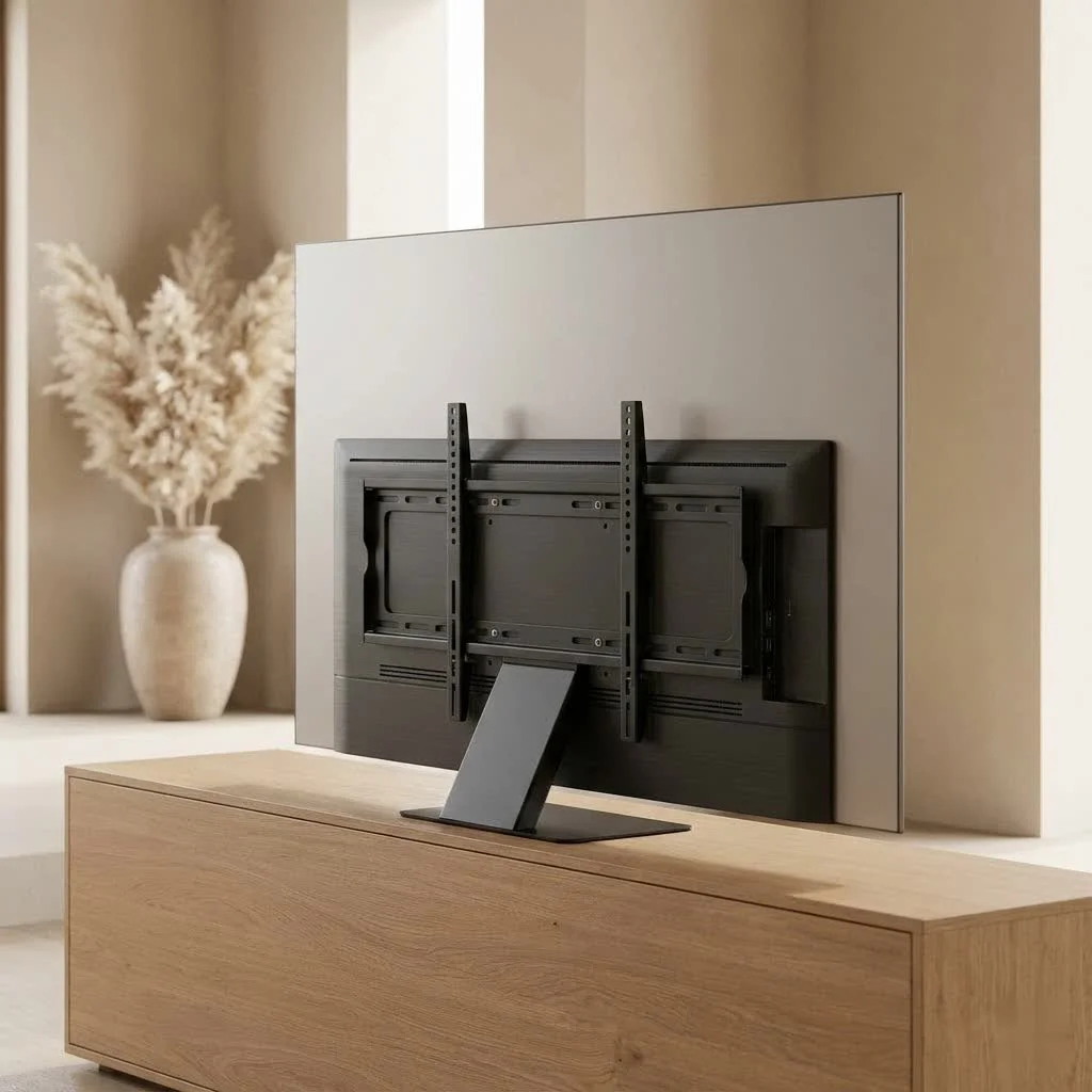 50-inch TV mounted on a wall with a sleek, modern aesthetic
