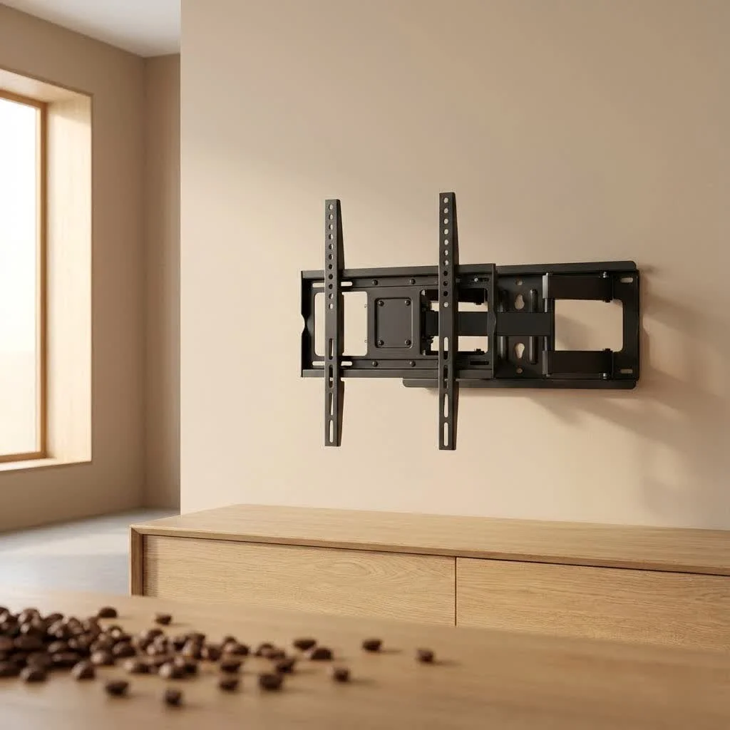 Full motion TV wall mount extended from wall