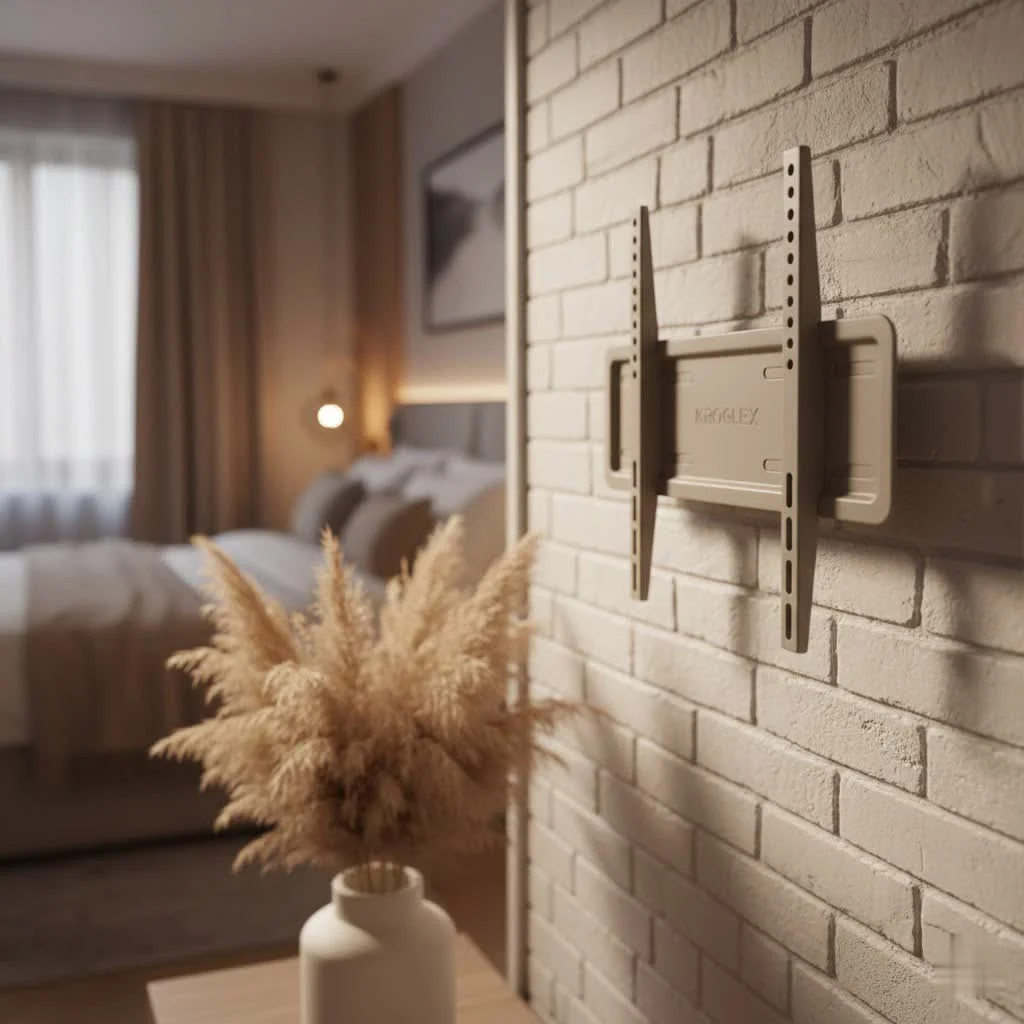 A sleek 50-inch TV mounted on a wall in a modern living room